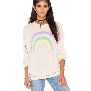 Wildfox Sweater Distressed Rainbow - size Medium